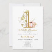 カボチャの小さな写真1歳の誕生日 招待状 (正面)