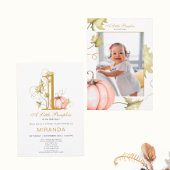 カボチャの小さな写真1歳の誕生日 招待状