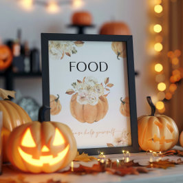 カボチャの小さな秋の赤ちゃんシャワー食品の看板 台座サイン