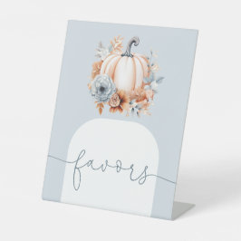 カボチャの小さな秋の赤ちゃんシャワー 台座サイン