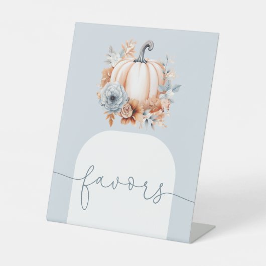 カボチャの小さな秋の赤ちゃんシャワー 台座サイン (正面)