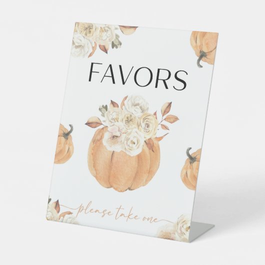 カボチャの小さな秋の赤ちゃんシャワー 台座サイン (正面)