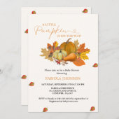 カボチャの小さな秋の赤ちゃんシャワー 招待状 (正面/裏面)