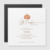 カボチャの小さな秋男女兼用の赤ちゃんシャワー マグネット招待状 (正面/裏面)