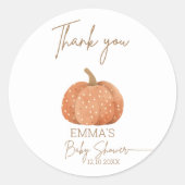 カボチャの小さな秋男女兼用の赤ちゃんシャワー ラウンドシール (正面)