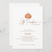 カボチャの小さな秋男女兼用の赤ちゃんシャワー 招待状 (正面/裏面)