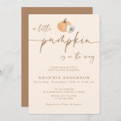 カボチャの小さな秋男女兼用の赤ちゃんシャワー 招待状 (正面/裏面)