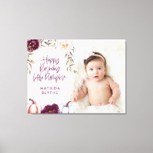 カボチャの小さな秋紫の桃の誕生日の写真 キャンバスプリント