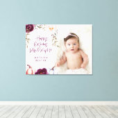 カボチャの小さな秋紫の桃の誕生日の写真 キャンバスプリント (インサイチュ (ウッドフロア))