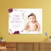 カボチャの小さな秋紫の桃の誕生日の写真 キャンバスプリント (インサイチュ (リビング))