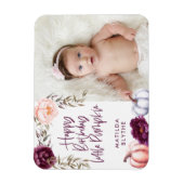 カボチャの小さな秋紫の桃の誕生日の写真 マグネット (縦)