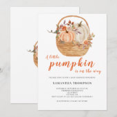 カボチャの小さな素朴秋の赤ちゃんシャワー 招待状 (正面/裏面)
