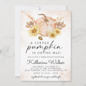 カボチャの小さな花の秋の赤ちゃんシャワー 招待状 (正面)