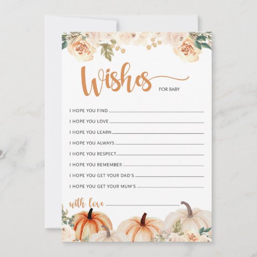 カボチャの小さな赤ちゃんシャワーがベビーカードを願う 招待状 (正面)