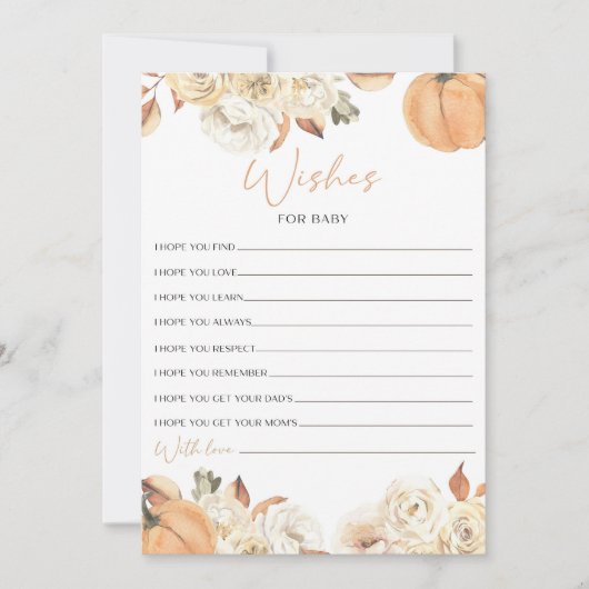 カボチャの小さな赤ちゃんシャワーがベビーカードを願う 招待状 (正面)