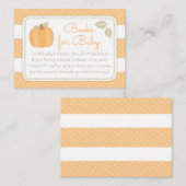 カボチャの小さな赤ちゃんシャワーが本をもたらす エンクロージャーカード (正面/裏面)