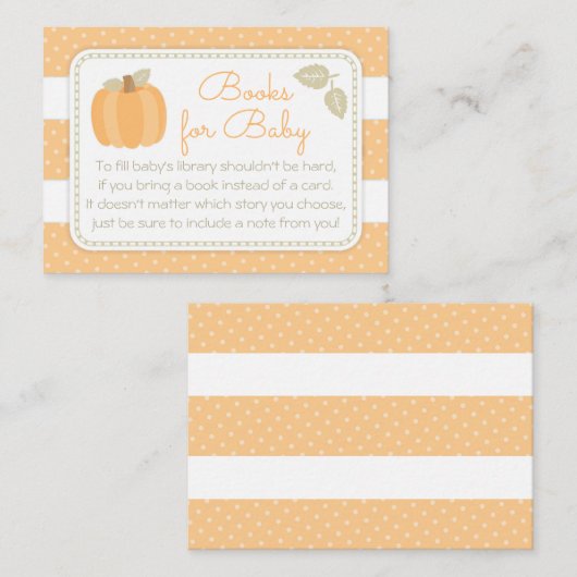 カボチャの小さな赤ちゃんシャワーが本をもたらす エンクロージャーカード (正面/裏面)