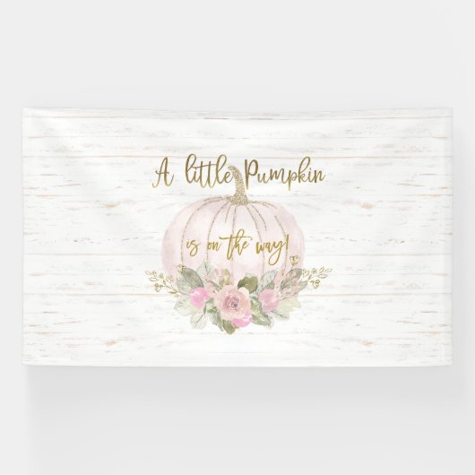 カボチャの小さな赤ちゃんシャワーの女の子 横断幕 (横)