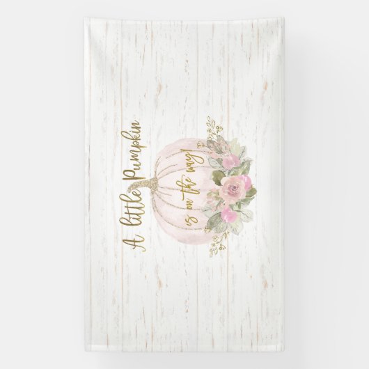 カボチャの小さな赤ちゃんシャワーの女の子 横断幕 (縦)