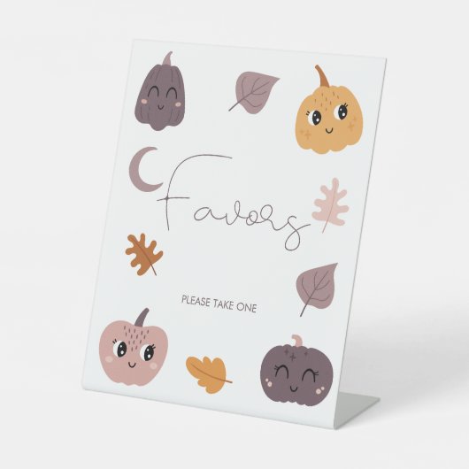 カボチャの小さな赤ちゃんシャワーの好意 台座サイン (正面)