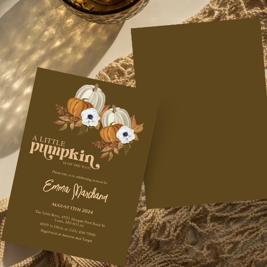 カボチャの小さな赤ちゃんシャワーカボチャフローラ 招待状