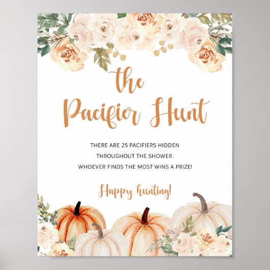 カボチャの小さな赤ちゃんシャワーゲームサイン ポスター (正面)