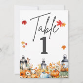 カボチャの小さな赤ちゃんシャワーテーブルの番号 招待状 (正面)