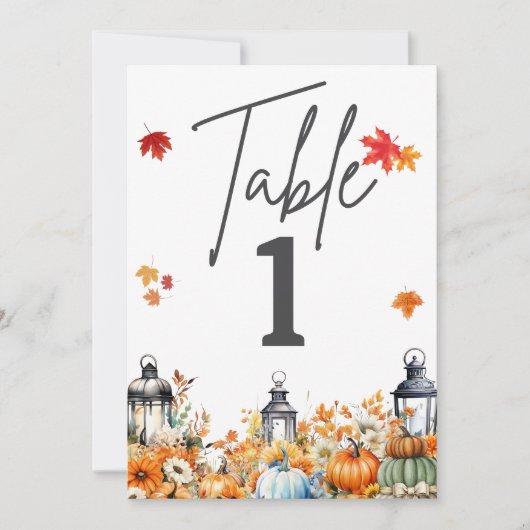 カボチャの小さな赤ちゃんシャワーテーブルの番号 招待状 (正面)