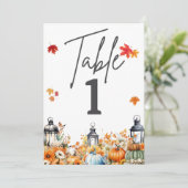 カボチャの小さな赤ちゃんシャワーテーブルの番号 招待状 (スタンド正面)