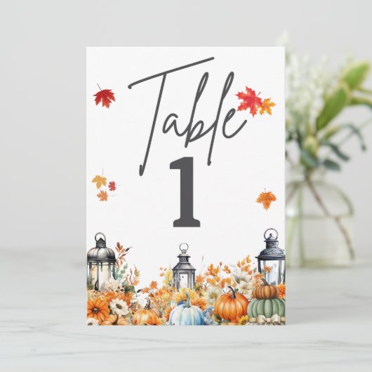 カボチャの小さな赤ちゃんシャワーテーブルの番号 招待状 (スタンド正面)