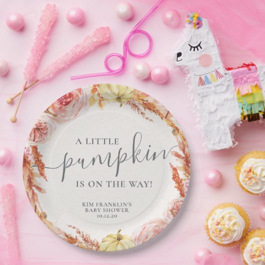 カボチャの小さな赤ちゃんシャワープレート ペーパープレート (パーティー)