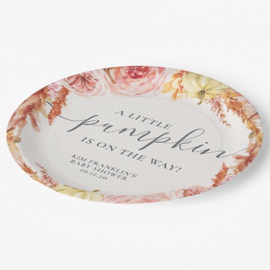 カボチャの小さな赤ちゃんシャワープレート ペーパープレート (アングル)