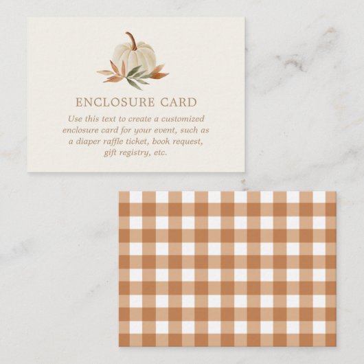 カボチャの小さな赤ちゃんシャワー エンクロージャーカード (正面/裏面)