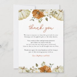 カボチャの小さな赤ちゃんシャワー サンキューカード