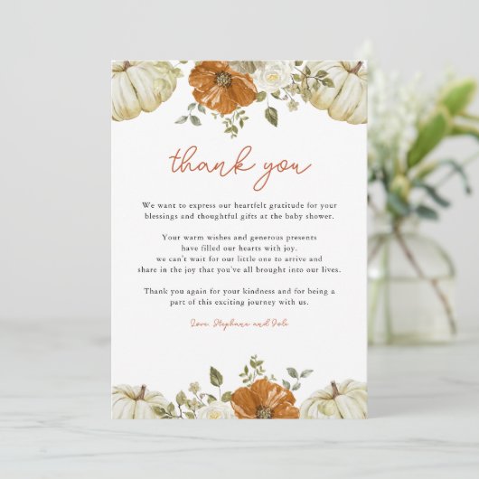 カボチャの小さな赤ちゃんシャワー サンキューカード (スタンド正面)