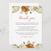 カボチャの小さな赤ちゃんシャワー サンキューカード (正面/裏面)