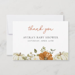 カボチャの小さな赤ちゃんシャワー サンキューカード