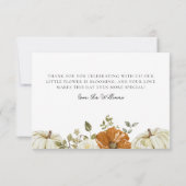 カボチャの小さな赤ちゃんシャワー サンキューカード (裏面)