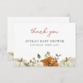 カボチャの小さな赤ちゃんシャワー サンキューカード (正面/裏面)