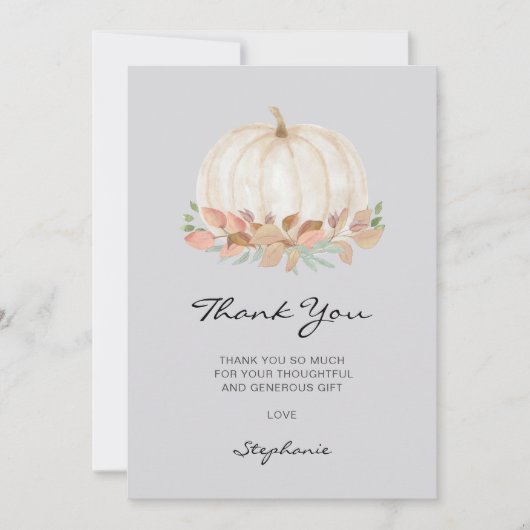 カボチャの小さな赤ちゃんシャワー サンキューカード (正面)