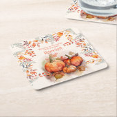 カボチャの小さな赤ちゃんシャワー スクエアペーパーコースター (アングル)