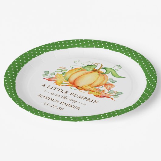 カボチャの小さな赤ちゃんシャワー ペーパープレート (アングル)