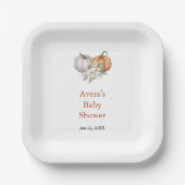 カボチャの小さな赤ちゃんシャワー ペーパープレート (正面)