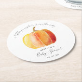 カボチャの小さな赤ちゃんシャワー ラウンドペーパーコースター (アングル)
