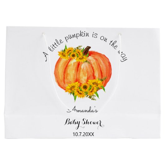 カボチャの小さな赤ちゃんシャワー ラージペーパーバッグ (裏面)