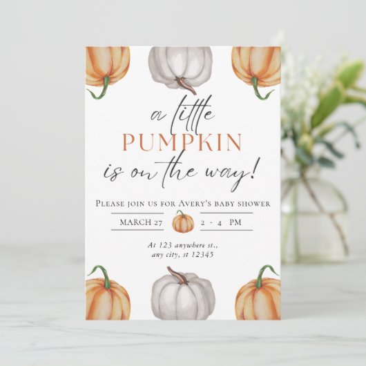 カボチャの小さな赤ちゃんシャワー 招待状 (スタンド正面)