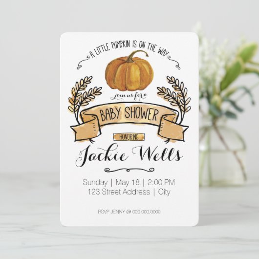 カボチャの小さな赤ちゃんシャワー 招待状 (スタンド正面)