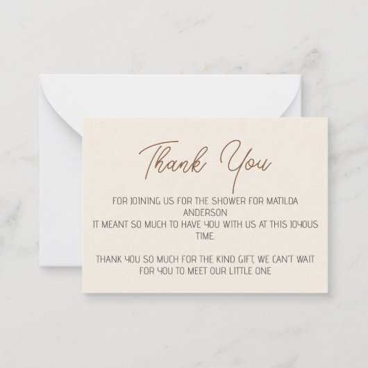 カボチャの小さな赤ん坊のシャワー感謝していユー ノートカード (裏面)