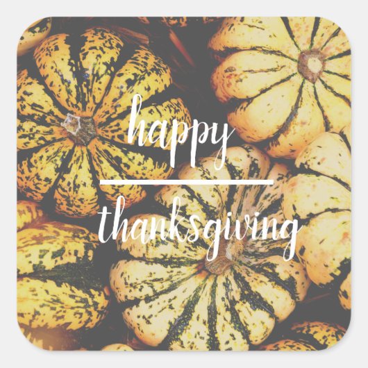 カボチャの幸せな感謝祭 スクエアシール (正面)