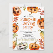 カボチャの彫りパーティーの招待状 ハロウィンの招待 招待状 (正面)